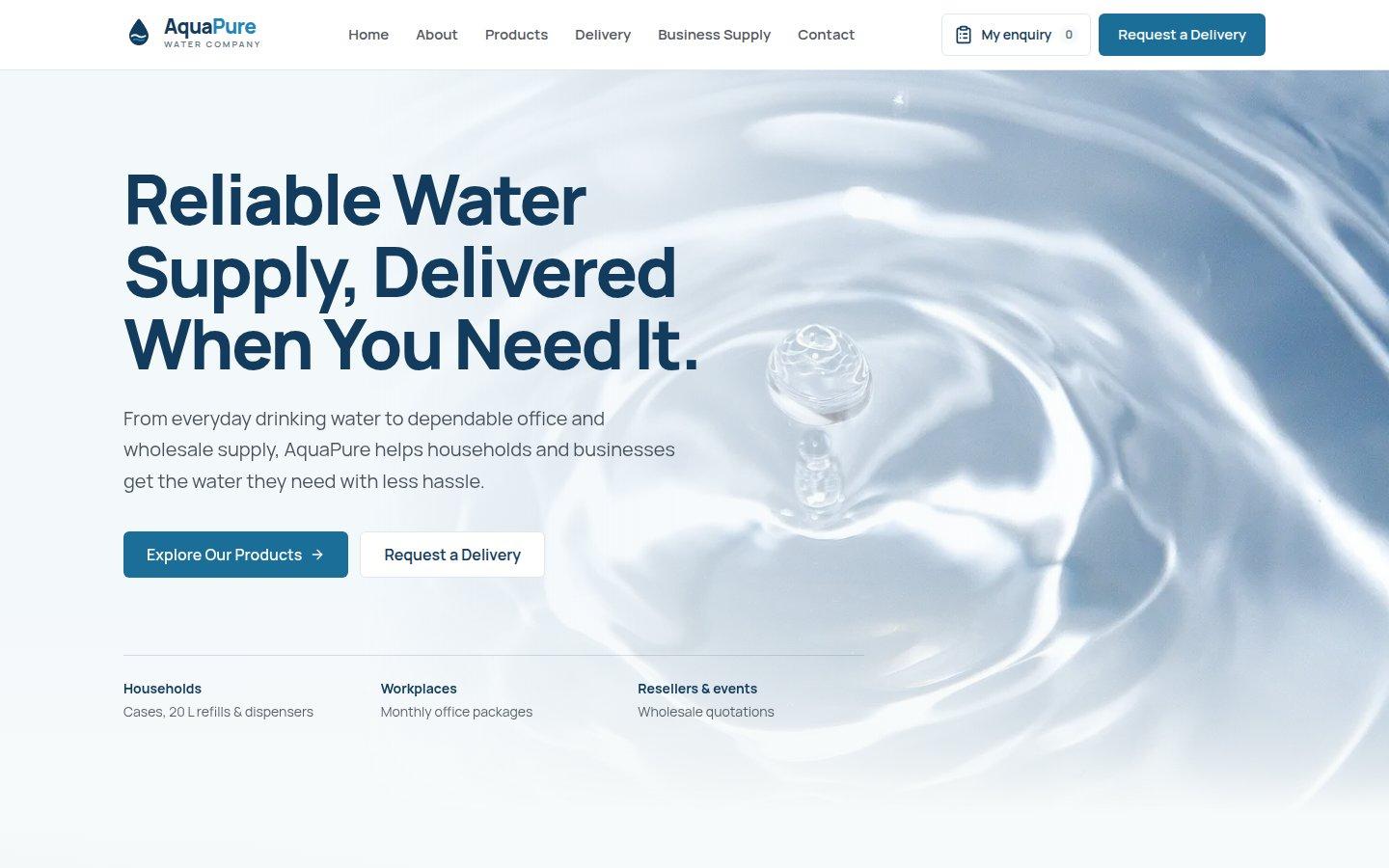 AquaPure Water Company screen